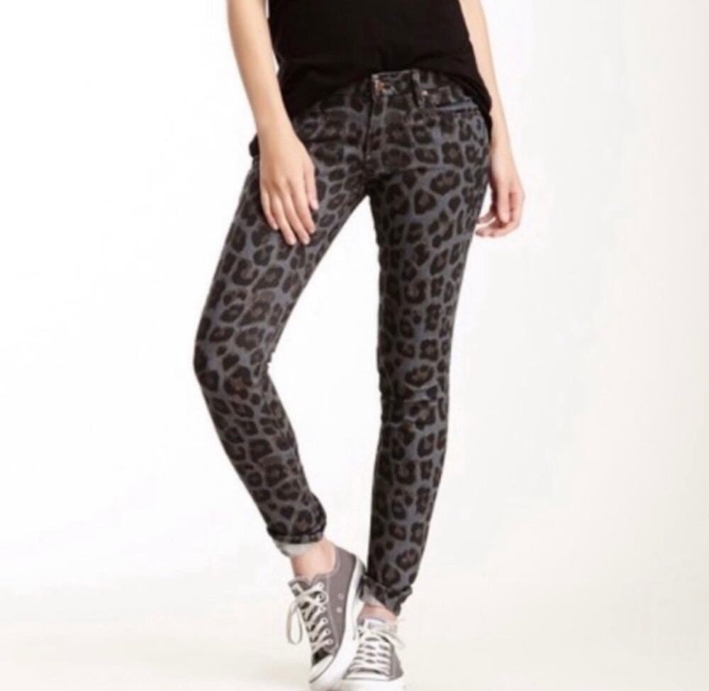 Mother The Looker Paw Animal Print Skinny Jeans 27